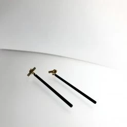 Scribble And Stone BLACK BAR DROP EARINGS - Gold Plated Hand Made In Ireland
