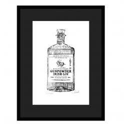 White Chalk Studio Drumshanbo GUNPOWDER Irish Gin Bottle - Stunning Metallic Art