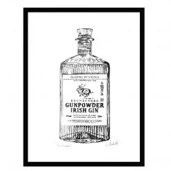 White Chalk Studio Drumshanbo GUNPOWDER Irish Gin Bottle - Stunning Metallic Art