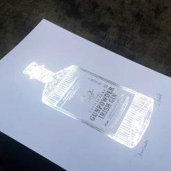 White Chalk Studio Drumshanbo GUNPOWDER Irish Gin Bottle - Stunning Metallic Art