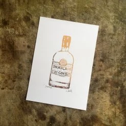 White Chalk Studio SHORTCROSS Irish Gin Bottle - Stunning Metallic Art