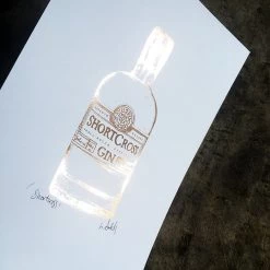 White Chalk Studio SHORTCROSS Irish Gin Bottle - Stunning Metallic Art