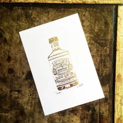 White Chalk Studio Contemporary JAWBOX Irish Gin Bottle - Stunning Metallic Art