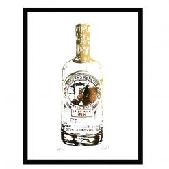 White Chalk Studio Contemporary BERTHA’S REVENGE Irish Gin Bottle - Stunning Metallic Art