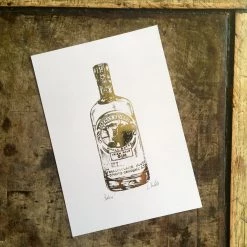 White Chalk Studio Contemporary BERTHA’S REVENGE Irish Gin Bottle - Stunning Metallic Art