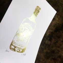 White Chalk Studio Contemporary BERTHA’S REVENGE Irish Gin Bottle - Stunning Metallic Art