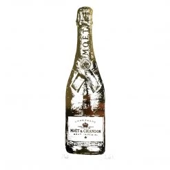 White Chalk Studio Contemporary MOËT CHAMPAGNE Bottle - Stunning Metallic Art