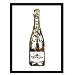 White Chalk Studio Contemporary MOËT CHAMPAGNE Bottle - Stunning Metallic Art