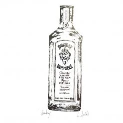 White Chalk Studio Contemporary BOMBAY SAPPHIRE Gin Bottle - Stunning Metallic Art