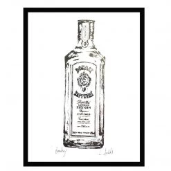 White Chalk Studio Contemporary BOMBAY SAPPHIRE Gin Bottle - Stunning Metallic Art
