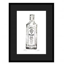White Chalk Studio Contemporary BOMBAY SAPPHIRE Gin Bottle - Stunning Metallic Art