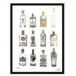 White Chalk Studio 12 GIN Bottles - Stunning Metallic Art Contemporary