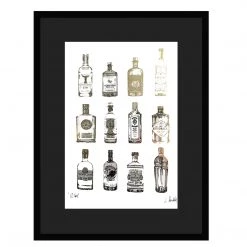 White Chalk Studio 12 GIN Bottles - Stunning Metallic Art Contemporary