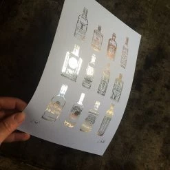 White Chalk Studio 12 GIN Bottles - Stunning Metallic Art Contemporary