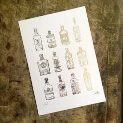 White Chalk Studio 12 GIN Bottles - Stunning Metallic Art Contemporary