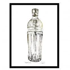 White Chalk Studio TANQUERAY Gin Bottle - Stunning Metallic Art