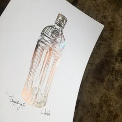 White Chalk Studio TANQUERAY Gin Bottle - Stunning Metallic Art