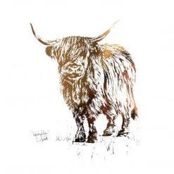 White Chalk Studio HIGHLAND COW - Stunning Metallic Art