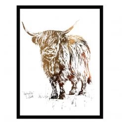 White Chalk Studio HIGHLAND COW - Stunning Metallic Art