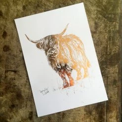 White Chalk Studio HIGHLAND COW - Stunning Metallic Art