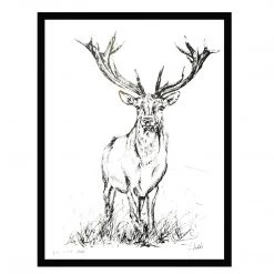 White Chalk Studio STAG IN THE GRASS - Stunning Metallic Art Contemporary