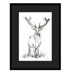 White Chalk Studio STAG IN THE GRASS - Stunning Metallic Art Contemporary