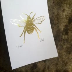 White Chalk Studio Contemporary BUMBLE BEE - Stunning Metallic Art