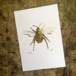 White Chalk Studio Contemporary BUMBLE BEE - Stunning Metallic Art