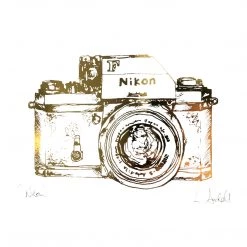 White Chalk Studio Contemporary NIKON CAMERA - Stunning Metallic Art
