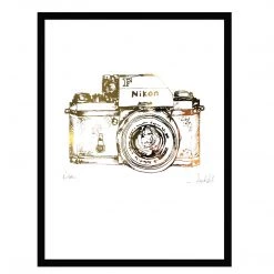 White Chalk Studio Contemporary NIKON CAMERA - Stunning Metallic Art