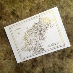 White Chalk Studio Contemporary DONEGAL MAP - Stunning Metallic Art