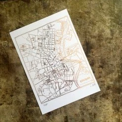 White Chalk Studio Contemporary BELFAST MAP - Stunning Metallic Art