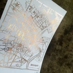 White Chalk Studio Contemporary BELFAST MAP - Stunning Metallic Art