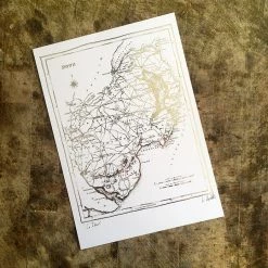 White Chalk Studio Contemporary DOWN MAP - Stunning Metallic Art