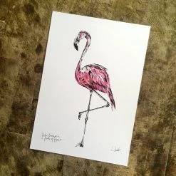 White Chalk Studio FLAMINGO - Stunning Metallic Art