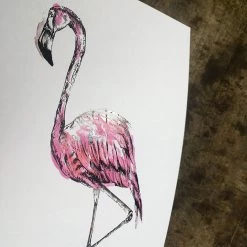 White Chalk Studio FLAMINGO - Stunning Metallic Art