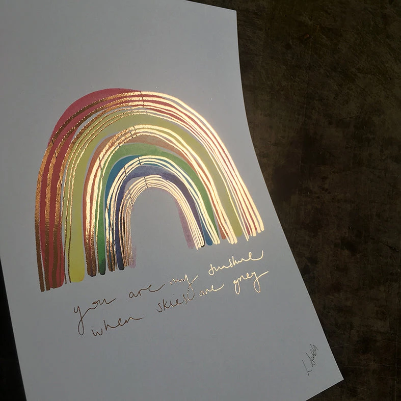 White Chalk Studio Contemporary RAINBOW - Stunning Metallic Art