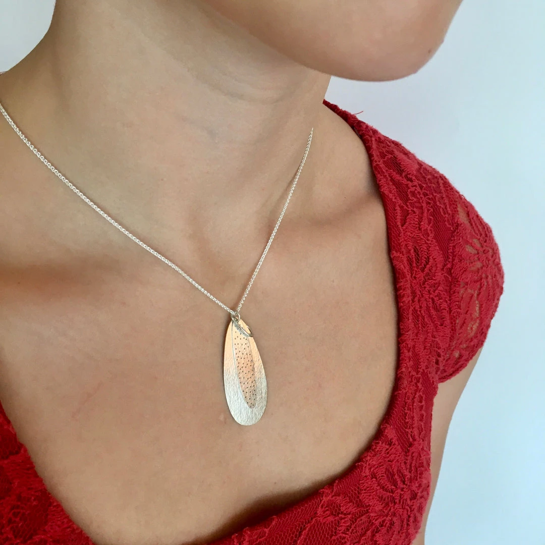 Berina Kelly All Jewellery Layered Oblong Leaf Pendant - Shore Collection, Made In Ireland