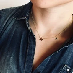 Mary K DOUBLE STAR Gold Vermeil Necklace