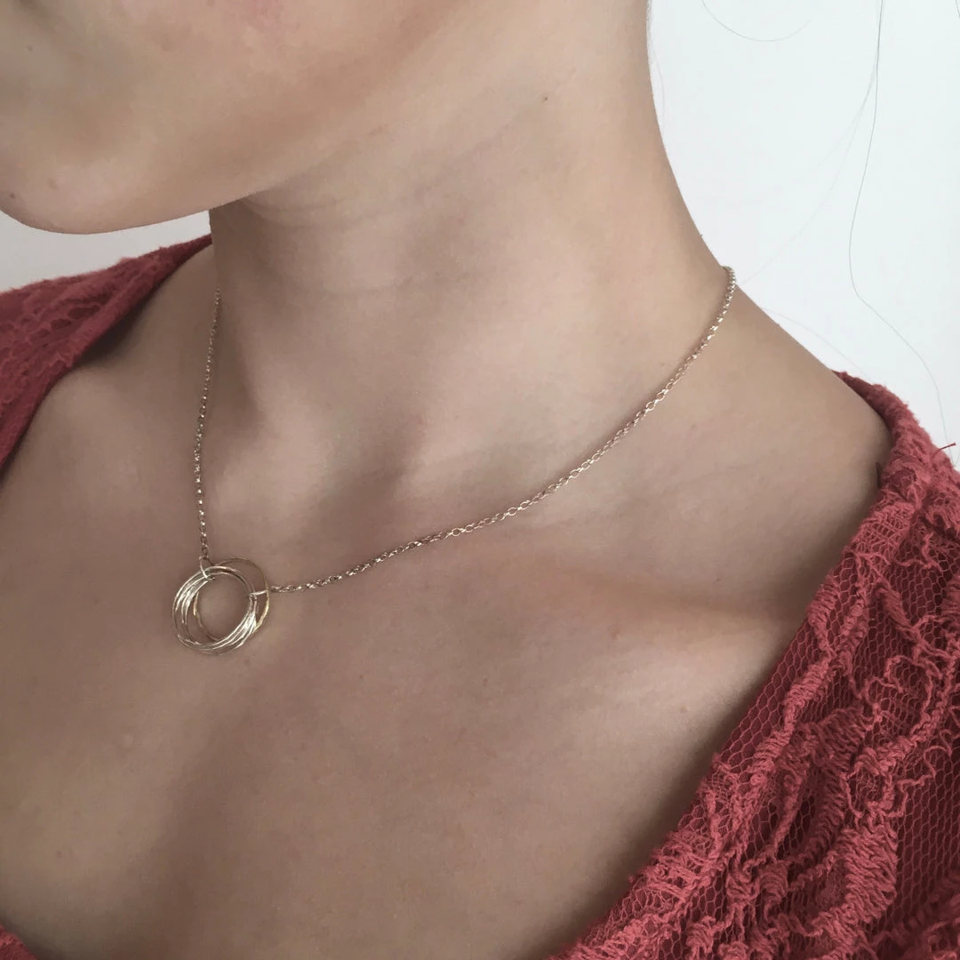 Lynsey DeBurca DOORUS - Silver + Gold Plate Hammered Ring Necklace - Made In Ireland All Jewellery