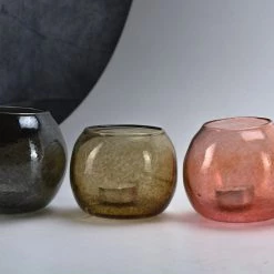 Jerpoint Glass Studio Monochrome Tea-Light Holders-Handmade Glass Co Kilkenny Home Accessories